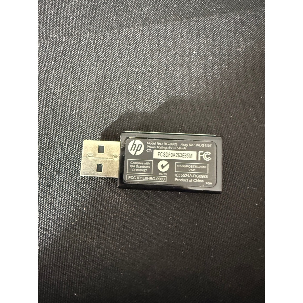 HP Wireless USB Receiver RG-0983 OS Black Excellent WUG1137‎ Dongle Adapter